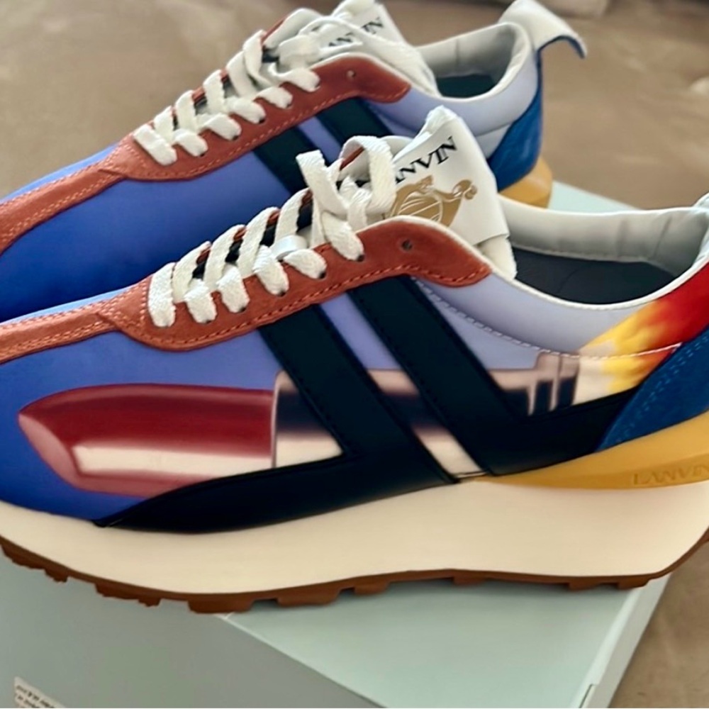 Lanvin Blue and Red Graphic Sneakers